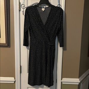 Kaileigh Black and White Dotted Long Sleeve Dress